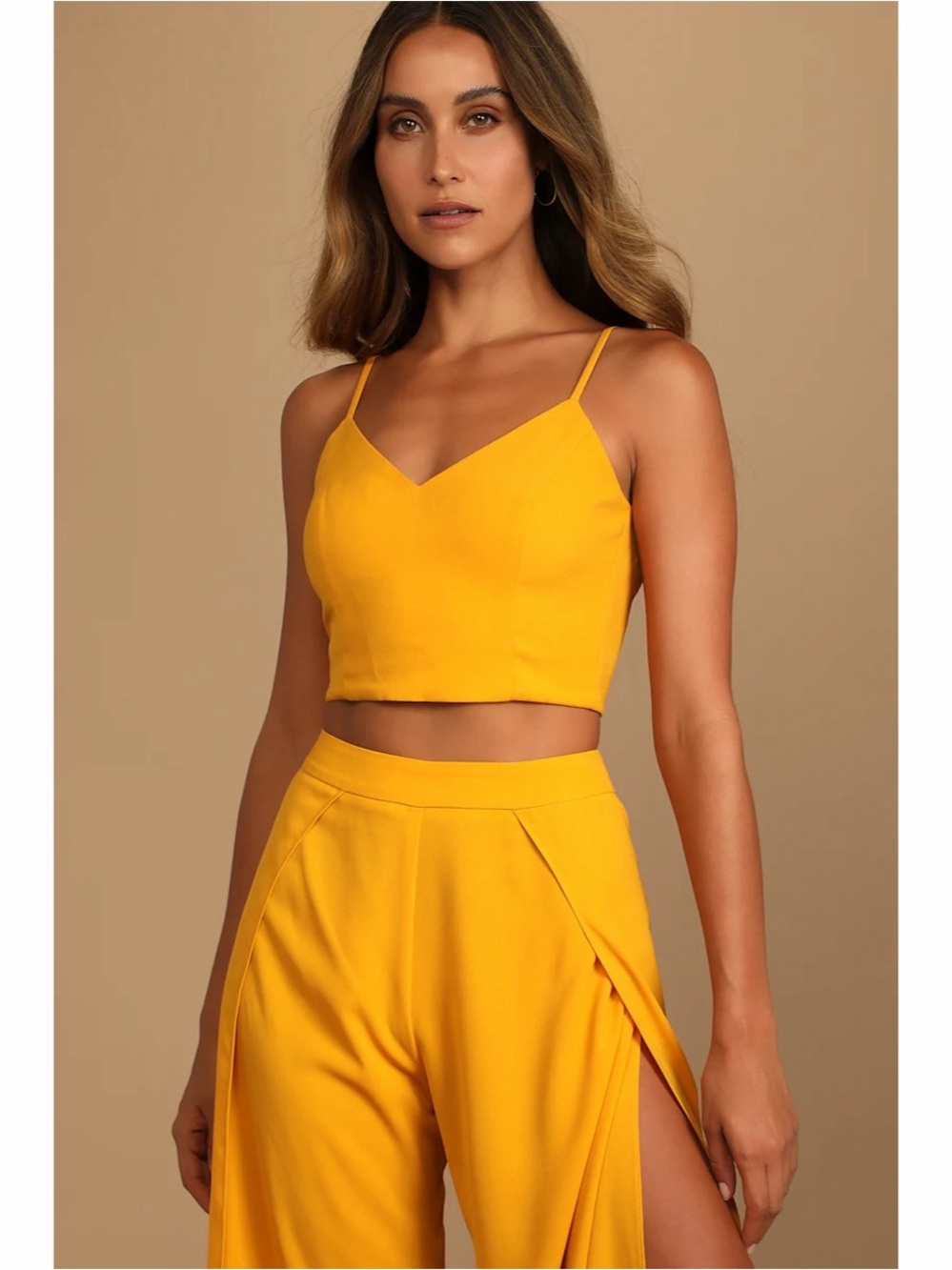 Lulu’s Out Tonight Mustard Yellow Two Piece Jumpsuit - Picture 2 of 10